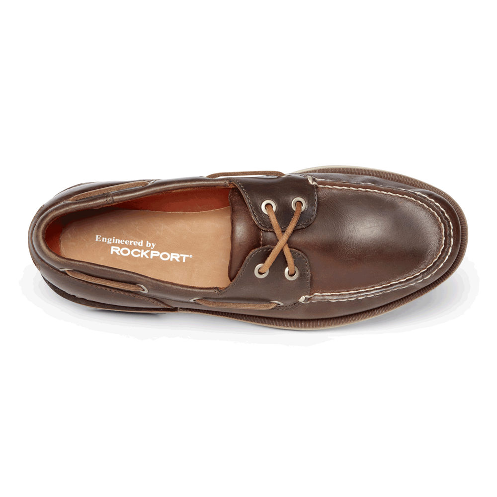 Rockport Mens Boat Shoes Brown - Perth - UK 129-ZMWCEJ